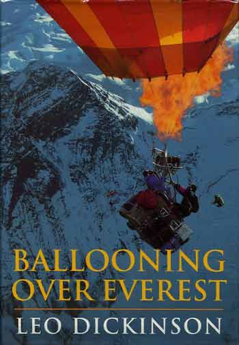 
Andy Elson and Eric Jones in the first balloon with the towering Everest Southwest Face - Ballooning Over Everest book cover
